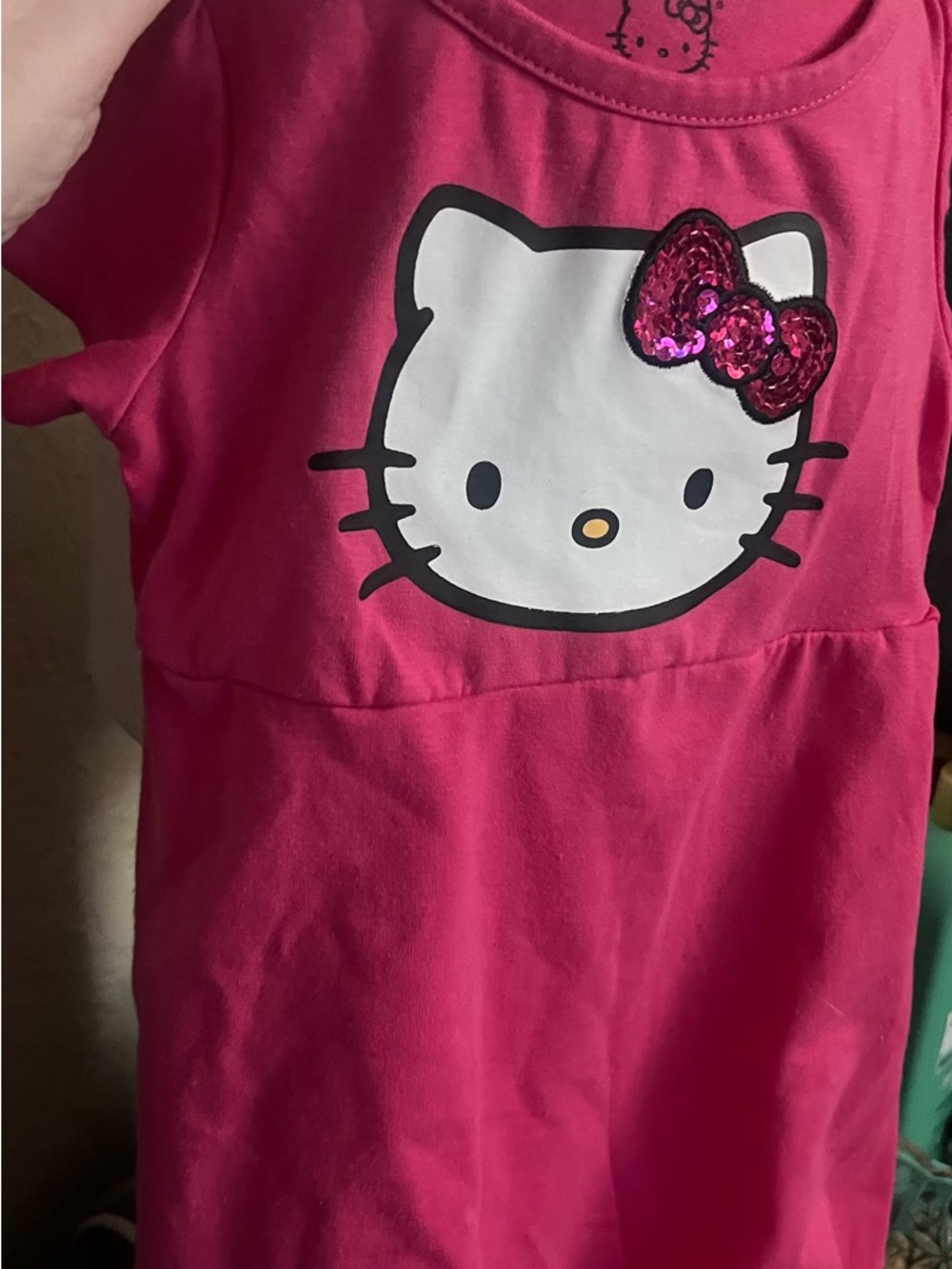 Hello Kitty Hot Pink Dress with Sequin Bow Accent